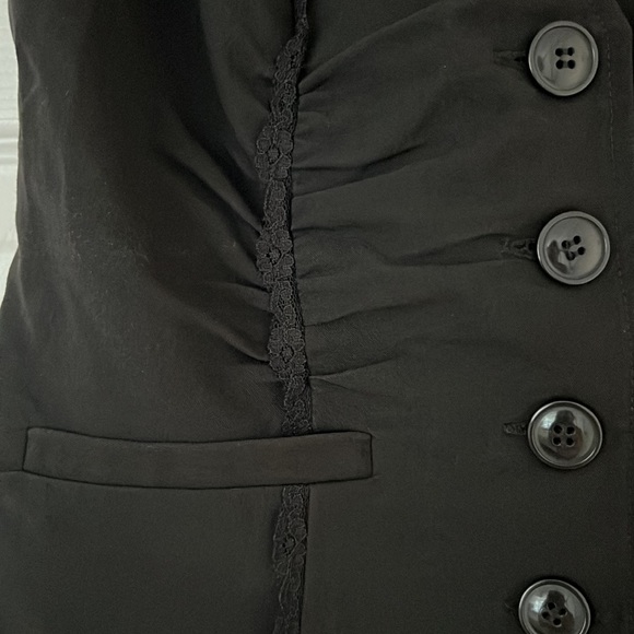 Stoosh Black Button Vest w/ Lace Trim - Picture 3 of 3